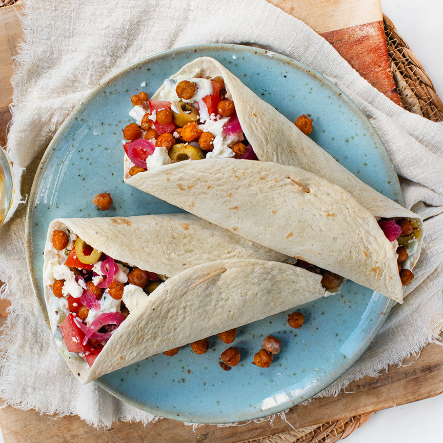 Griekse wraps met kikkererwten